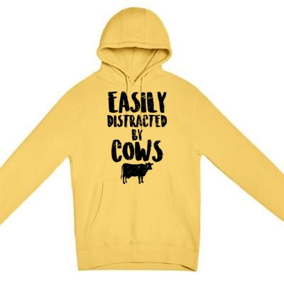 Easily Distracted By Cows Premium Pullover Hoodie