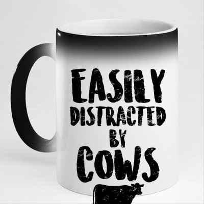 Easily Distracted By Cows 11oz Black Color Changing Mug