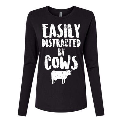 Easily Distracted By Cows Womens Cotton Relaxed Long Sleeve T-Shirt