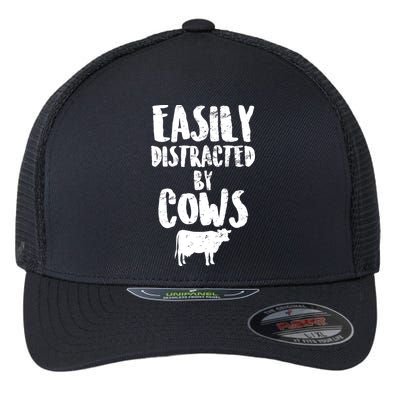 Easily Distracted By Cows Flexfit Unipanel Trucker Cap