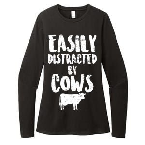 Easily Distracted By Cows Womens CVC Long Sleeve Shirt