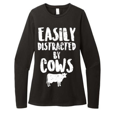 Easily Distracted By Cows Womens CVC Long Sleeve Shirt