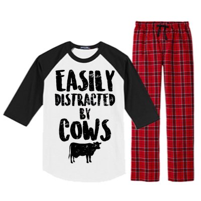 Easily Distracted By Cows Raglan Sleeve Pajama Set