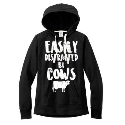 Easily Distracted By Cows Women's Fleece Hoodie