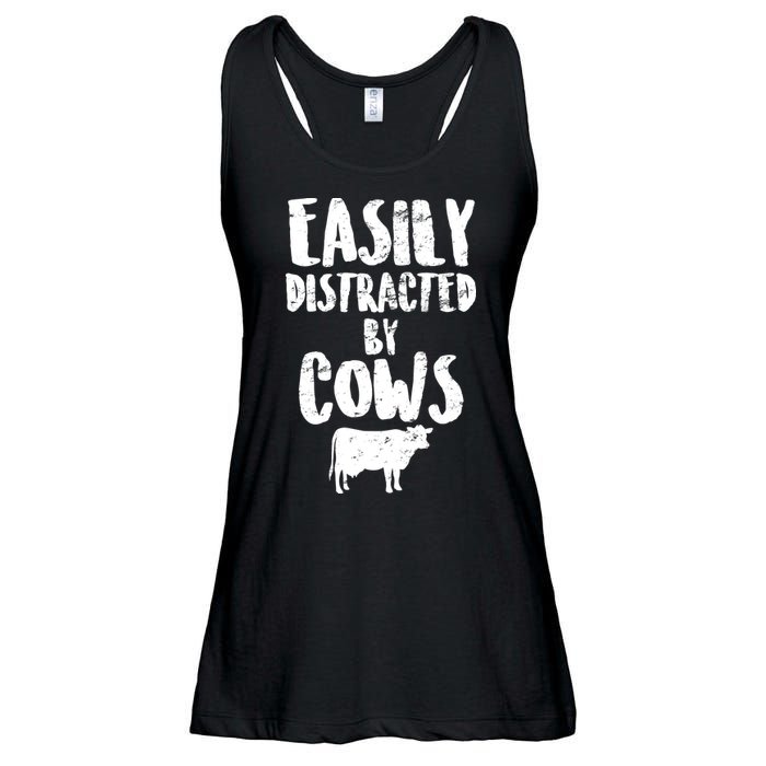 Easily Distracted By Cows Ladies Essential Flowy Tank