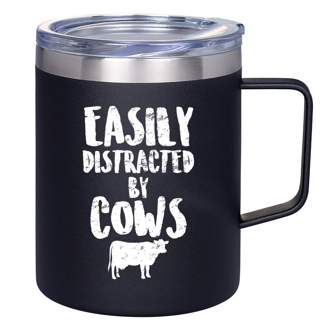 Easily Distracted By Cows 12oz Stainless Steel Coffee Mug