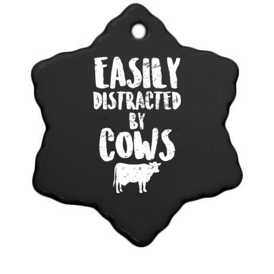 Easily Distracted By Cows Ceramic Star Ornament