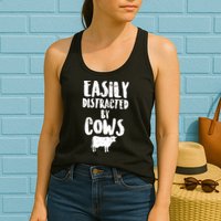 Easily Distracted By Cows Womens Tank Top