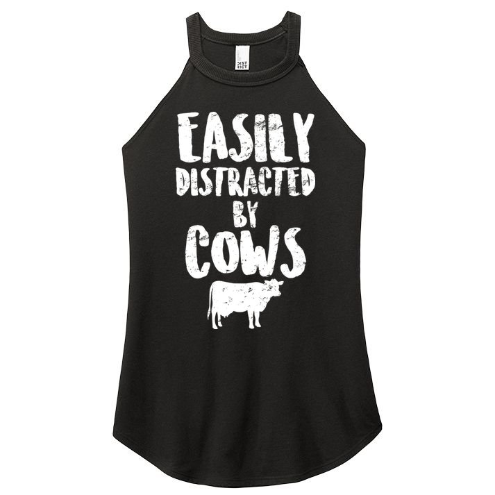 Easily Distracted By Cows Women's Perfect Tri Rocker Tank