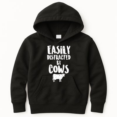 Easily Distracted By Cows Kids Hoodie