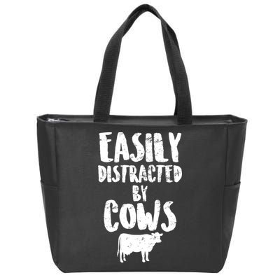 Easily Distracted By Cows Zip Tote Bag