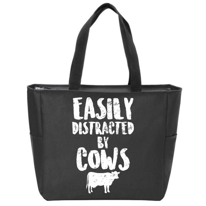 Easily Distracted By Cows Zip Tote Bag