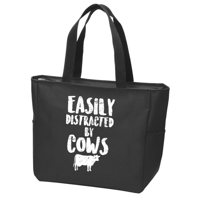 Easily Distracted By Cows Zip Tote Bag