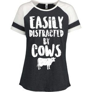 Easily Distracted By Cows Enza Ladies Jersey Colorblock Tee