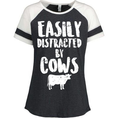 Easily Distracted By Cows Enza Ladies Jersey Colorblock Tee