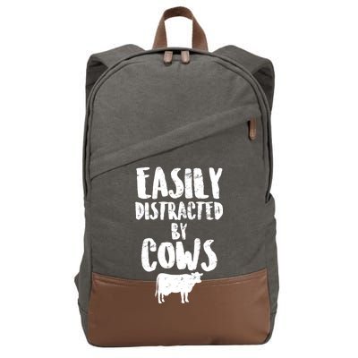 Easily Distracted By Cows Cotton Canvas Backpack