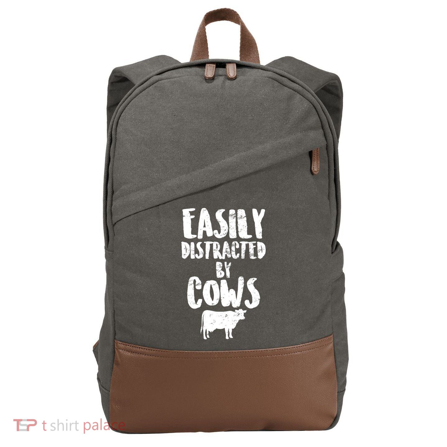Easily Distracted By Cows Cotton Canvas Backpack