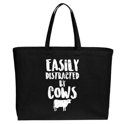 Easily Distracted By Cows Cotton Canvas Jumbo Tote