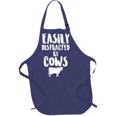 Easily Distracted By Cows Full-Length Apron With Pockets