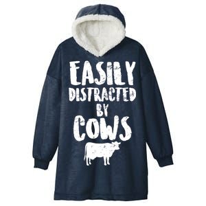 Easily Distracted By Cows Hooded Wearable Blanket