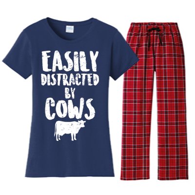 Easily Distracted By Cows Women's Flannel Pajama Set