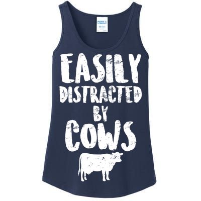 Easily Distracted By Cows Ladies Essential Tank