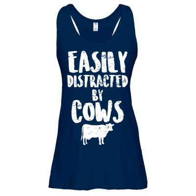 Easily Distracted By Cows Ladies Essential Flowy Tank