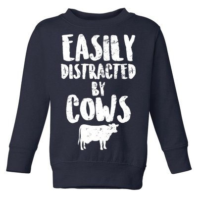 Easily Distracted By Cows Toddler Sweatshirt