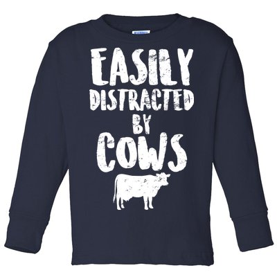 Easily Distracted By Cows Toddler Long Sleeve Shirt