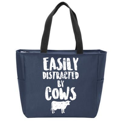 Easily Distracted By Cows Zip Tote Bag