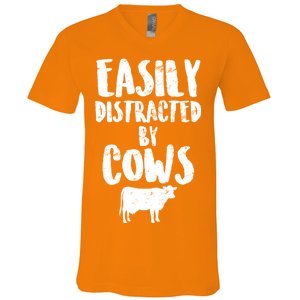 Easily Distracted By Cows V-Neck T-Shirt