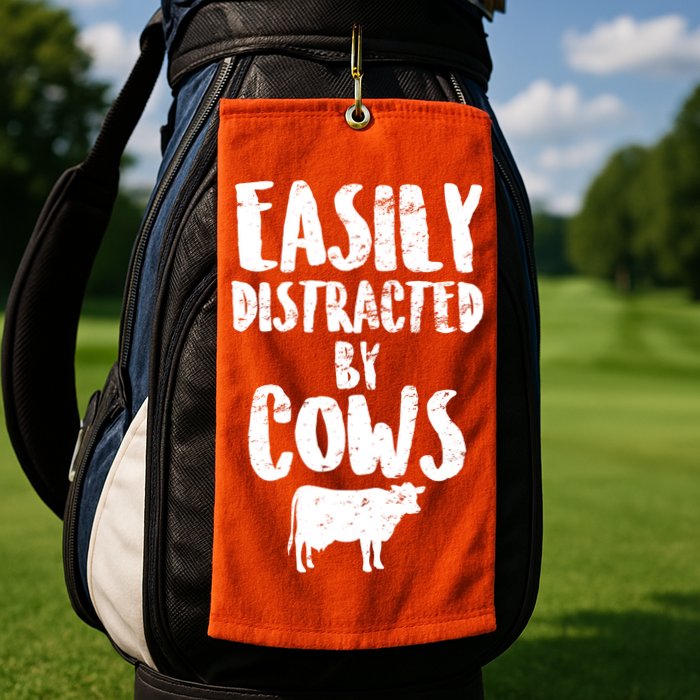 Easily Distracted By Cows Golf Towel