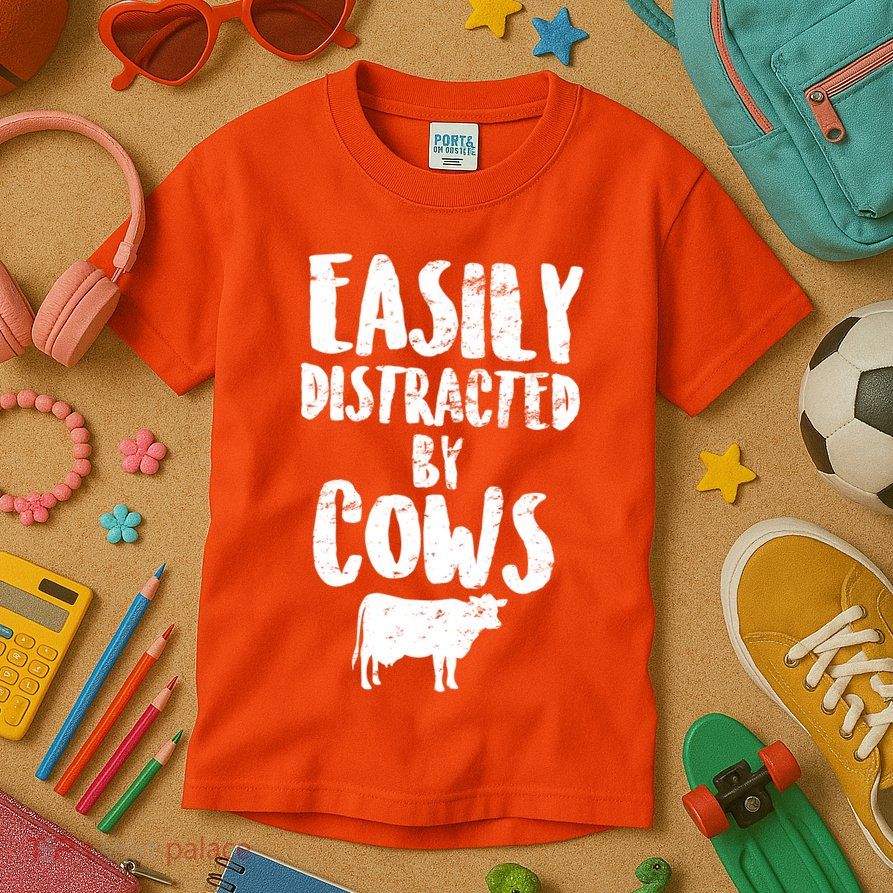 Easily Distracted By Cows Kids T-Shirt