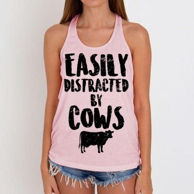 Easily Distracted By Cows Women's Knotted Racerback Tank