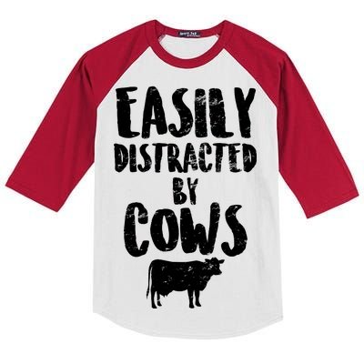 Easily Distracted By Cows Kids Colorblock Raglan Jersey