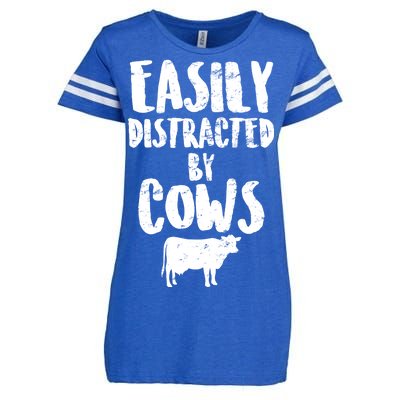 Easily Distracted By Cows Enza Ladies Jersey Football T-Shirt