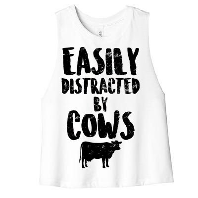 Easily Distracted By Cows Women's Racerback Cropped Tank