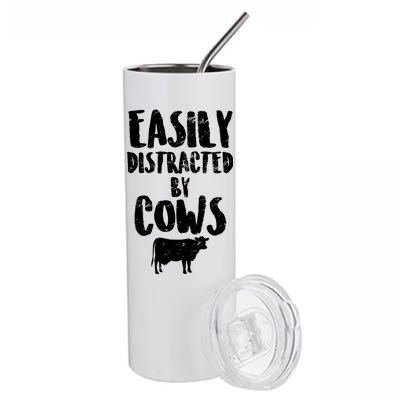 Easily Distracted By Cows Stainless Steel Tumbler