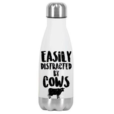 Easily Distracted By Cows Stainless Steel Insulated Water Bottle