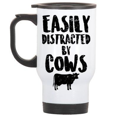 Easily Distracted By Cows Stainless Steel Travel Mug