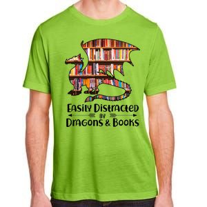 Easily Distracted By Dragons And Books Adult ChromaSoft Performance T-Shirt