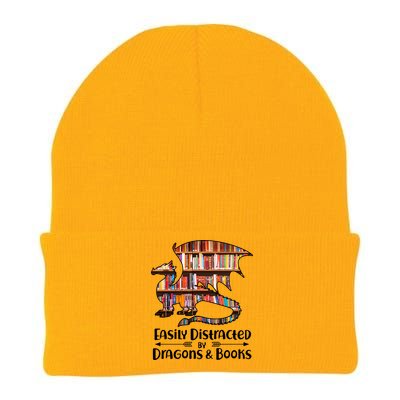 Easily Distracted By Dragons And Books Knit Cap Winter Beanie