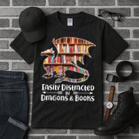 Easily Distracted By Dragons And Books Tall T-Shirt
