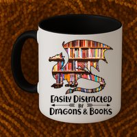 Easily Distracted By Dragons And Books Mug