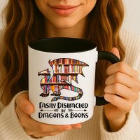 Easily Distracted By Dragons And Books Mug