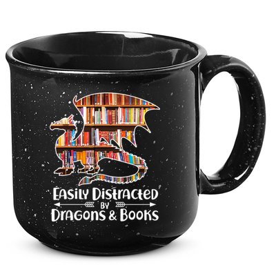 Easily Distracted By Dragons And Books 15oz Campfire Ceramic Mug