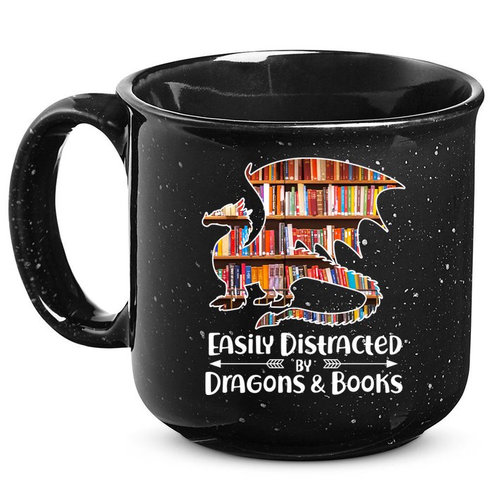 Easily Distracted By Dragons And Books 15oz Campfire Ceramic Mug