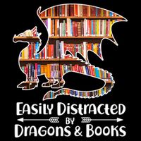 Easily Distracted By Dragons And Books Drawstring Bag