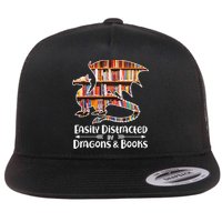 Easily Distracted By Dragons And Books Flat Bill Trucker Hat