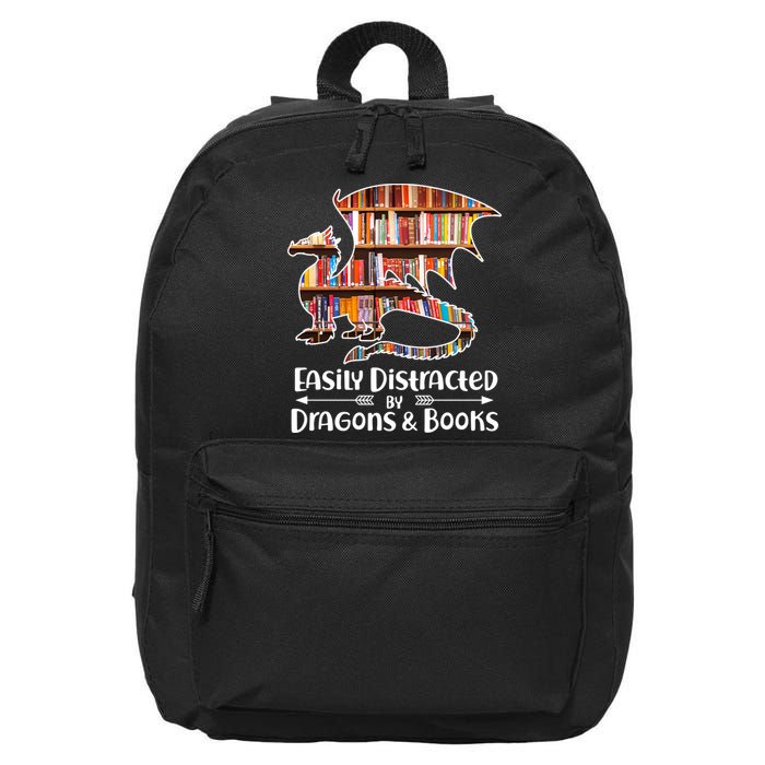 Easily Distracted By Dragons And Books 16 in Basic Backpack